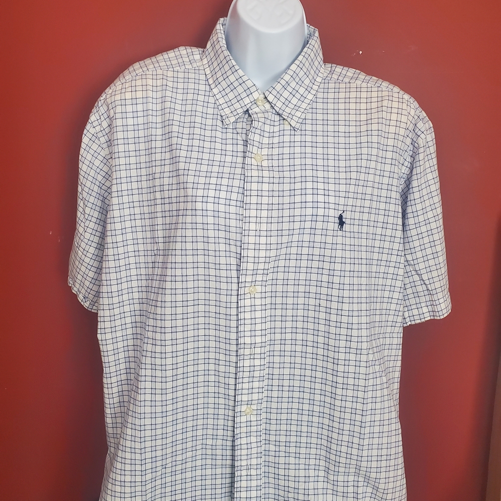 Ralph Lauren White and Blue Plaid Shirt